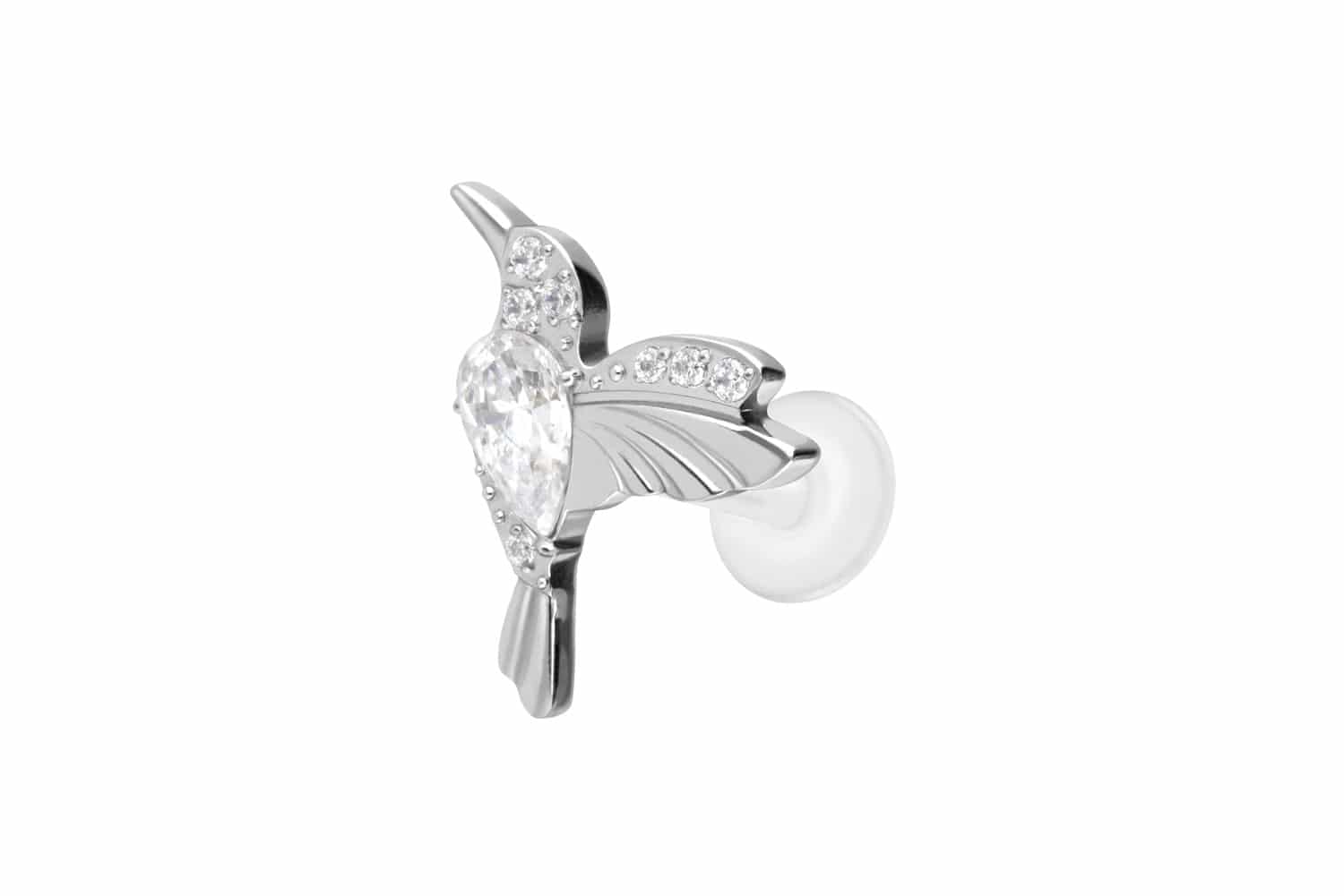 PTFE Labret Piercing mit Innengewinde + Titan-Aufsatz KOLIBRI